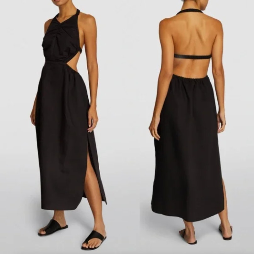 All Saints Black Halter Maxi Dress